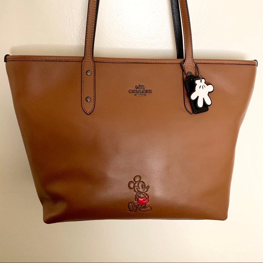 Disney x Coach Mickey Saddle Leather Tote Bag